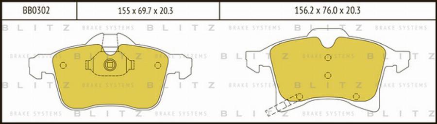 Blitz BB0302 - Гальмівні колодки, дискові гальма autocars.com.ua