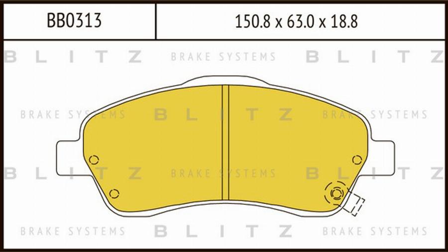 Blitz BB0313 - Гальмівні колодки, дискові гальма autocars.com.ua