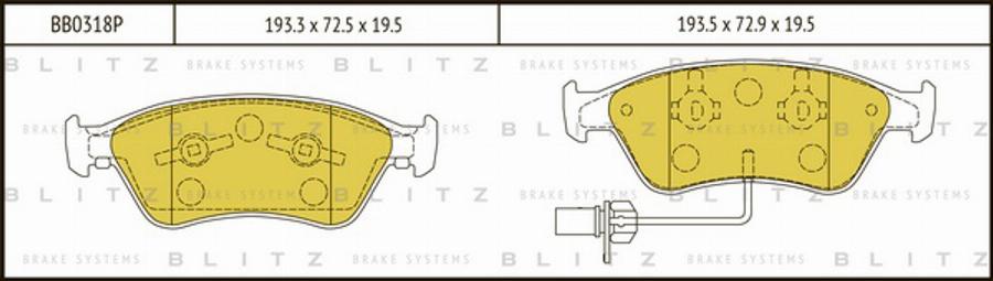 Blitz BB0318P - Гальмівні колодки, дискові гальма autocars.com.ua