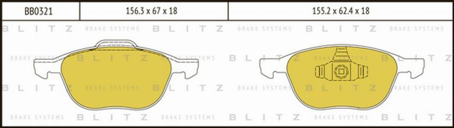 Blitz BB0321 - Тормозные колодки, дисковые, комплект autodnr.net