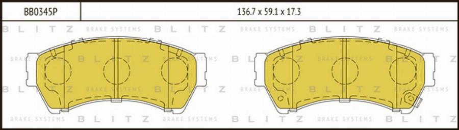 Blitz BB0345P - Гальмівні колодки, дискові гальма autocars.com.ua