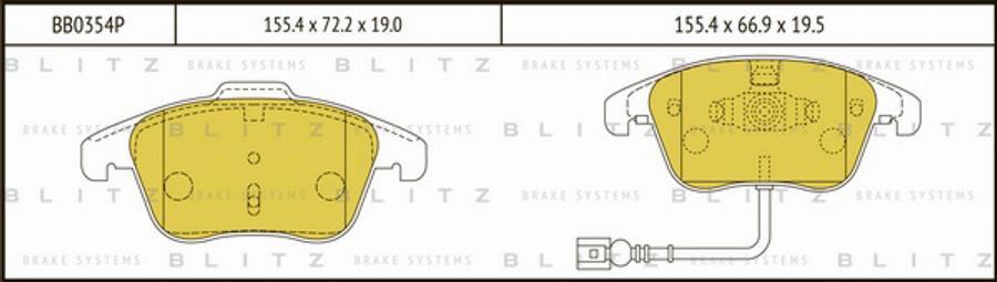 Blitz BB0354P - Гальмівні колодки, дискові гальма autocars.com.ua