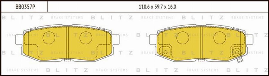 Blitz BB0357P - Гальмівні колодки, дискові гальма autocars.com.ua