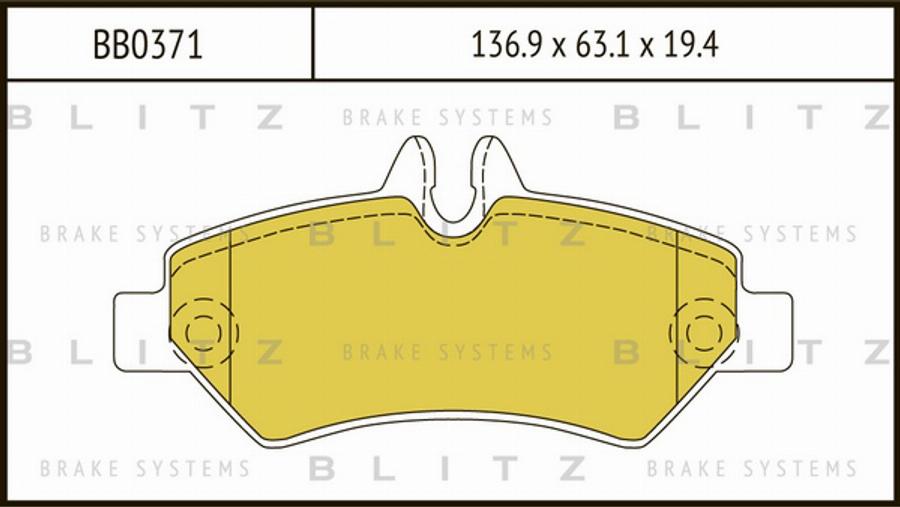 Blitz BB0371 - Гальмівні колодки, дискові гальма autocars.com.ua