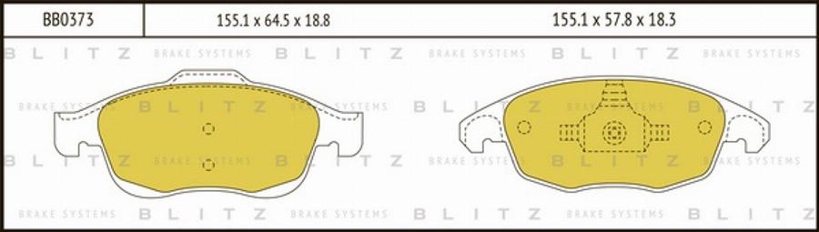 Blitz BB0373 - Гальмівні колодки, дискові гальма autocars.com.ua