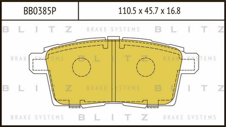 Blitz BB0385P - Тормозные колодки, дисковые, комплект autodnr.net