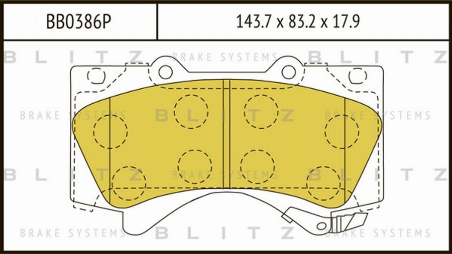 Blitz BB0386P - Гальмівні колодки, дискові гальма autocars.com.ua