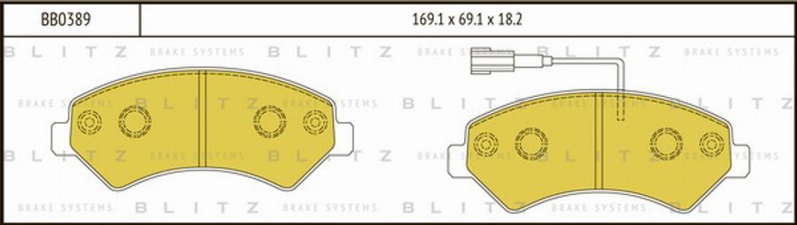 Blitz BB0389 - Гальмівні колодки, дискові гальма autocars.com.ua