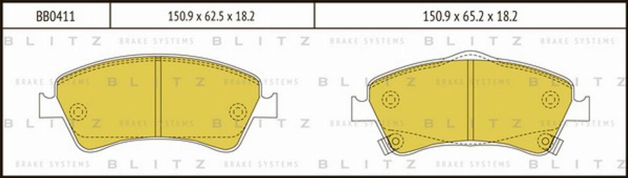 Blitz BB0411 - Гальмівні колодки, дискові гальма autocars.com.ua