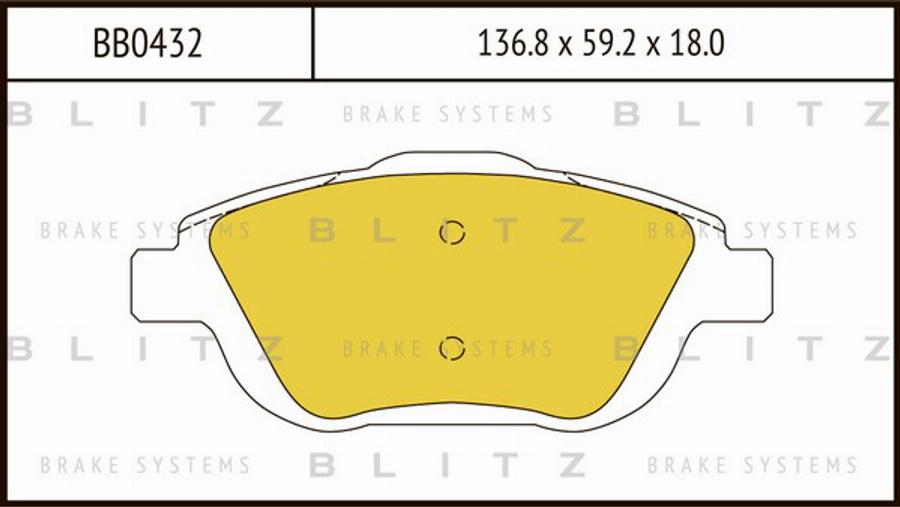 Blitz BB0432 - Гальмівні колодки, дискові гальма autocars.com.ua