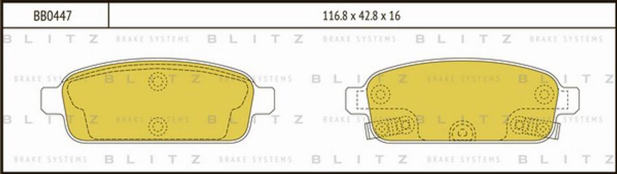 Blitz BB0447 - Тормозные колодки, дисковые, комплект autodnr.net