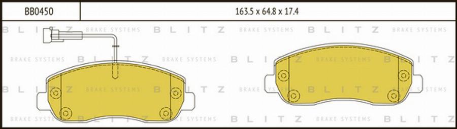 Blitz BB0450 - Гальмівні колодки, дискові гальма autocars.com.ua