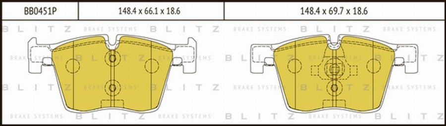 Blitz BB0451P - Гальмівні колодки, дискові гальма autocars.com.ua