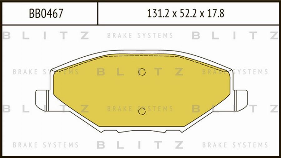 Blitz BB0467 - Гальмівні колодки, дискові гальма autocars.com.ua