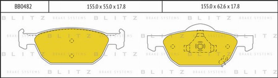 Blitz BB0482 - Гальмівні колодки, дискові гальма autocars.com.ua