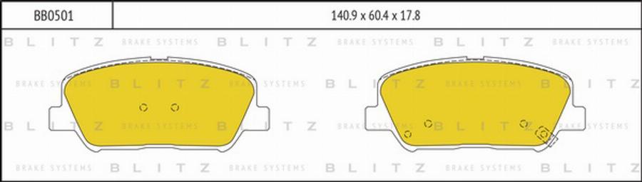 Blitz BB0501 - Гальмівні колодки, дискові гальма autocars.com.ua