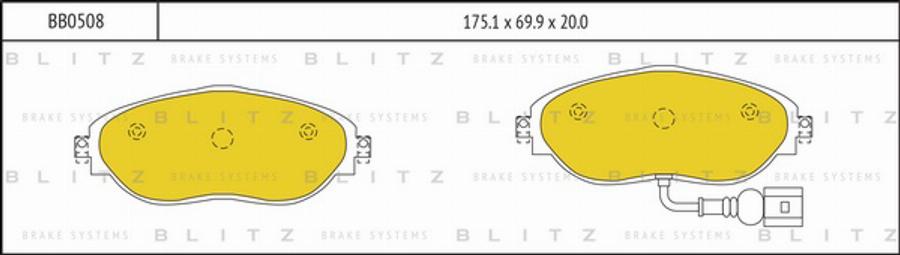 Blitz BB0508 - Гальмівні колодки, дискові гальма autocars.com.ua