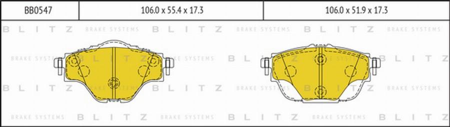 Blitz BB0547 - Тормозные колодки, дисковые, комплект autodnr.net
