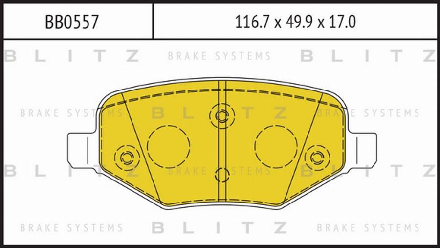 Blitz BB0557 - Гальмівні колодки, дискові гальма autocars.com.ua