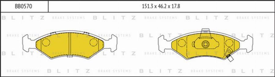 Blitz BB0570 - Гальмівні колодки, дискові гальма autocars.com.ua