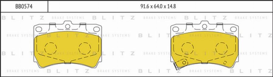 Blitz BB0574 - Гальмівні колодки, дискові гальма autocars.com.ua