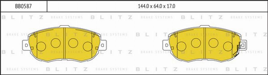 Blitz BB0587 - Гальмівні колодки, дискові гальма autocars.com.ua