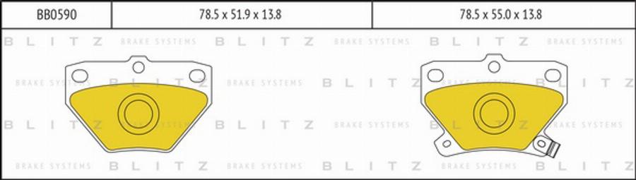 Blitz BB0590 - Тормозные колодки, дисковые, комплект autodnr.net