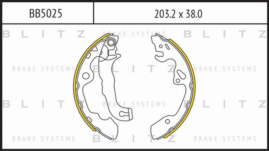 Blitz BB5025 - Комплект тормозных колодок, барабанные autodnr.net