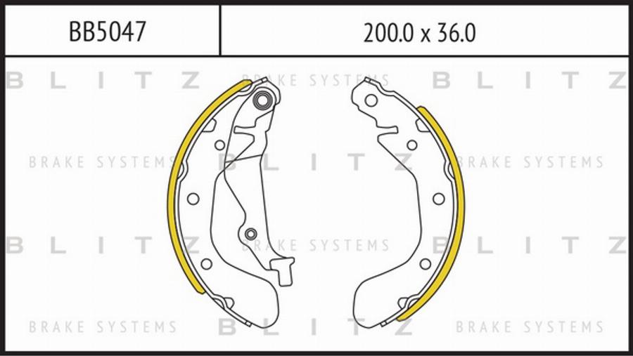 Blitz BB5047 - Комплект гальм, барабанний механізм autocars.com.ua