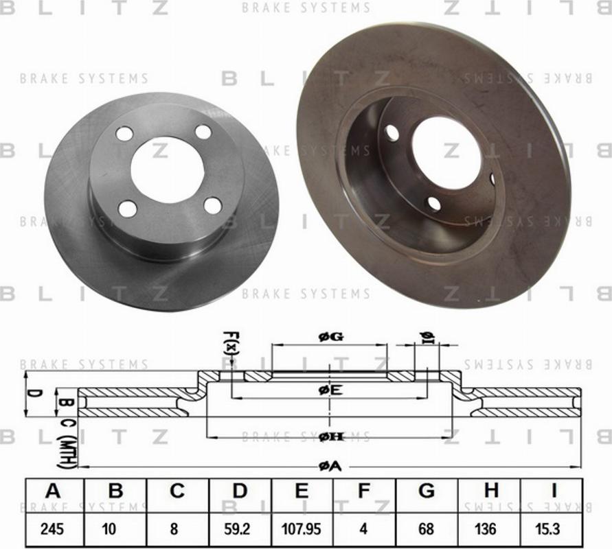 Blitz BS0102 - Гальмівний диск autocars.com.ua