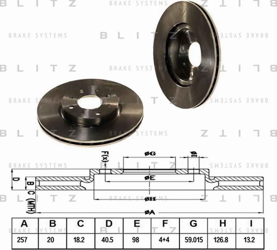 Blitz BS0126 - Гальмівний диск autocars.com.ua