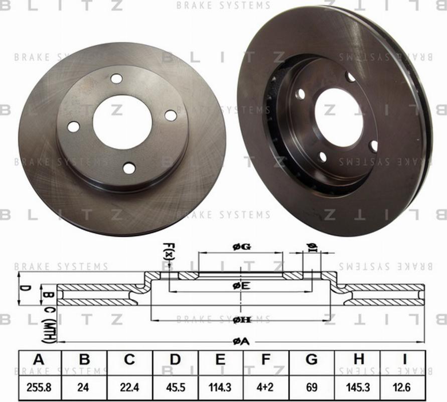 Blitz BS0127 - Гальмівний диск autocars.com.ua