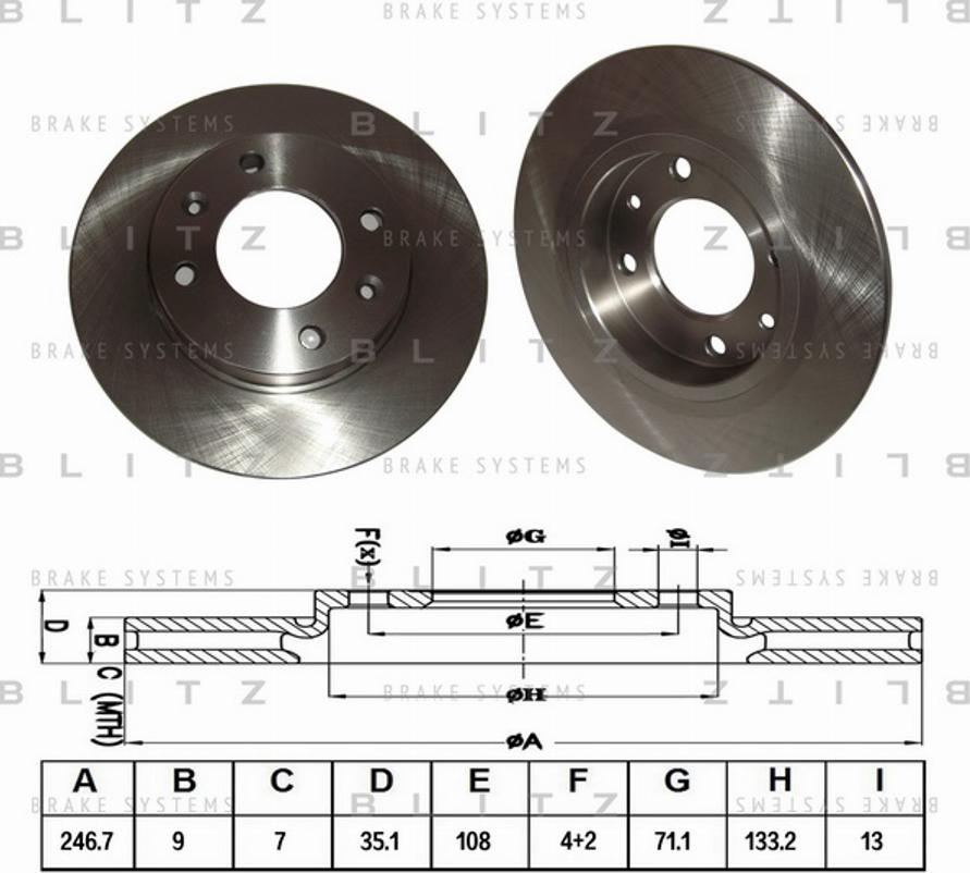 Blitz BS0134 - Гальмівний диск autocars.com.ua