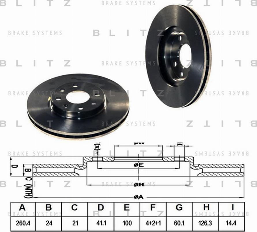 Blitz BS0143 - Гальмівний диск autocars.com.ua