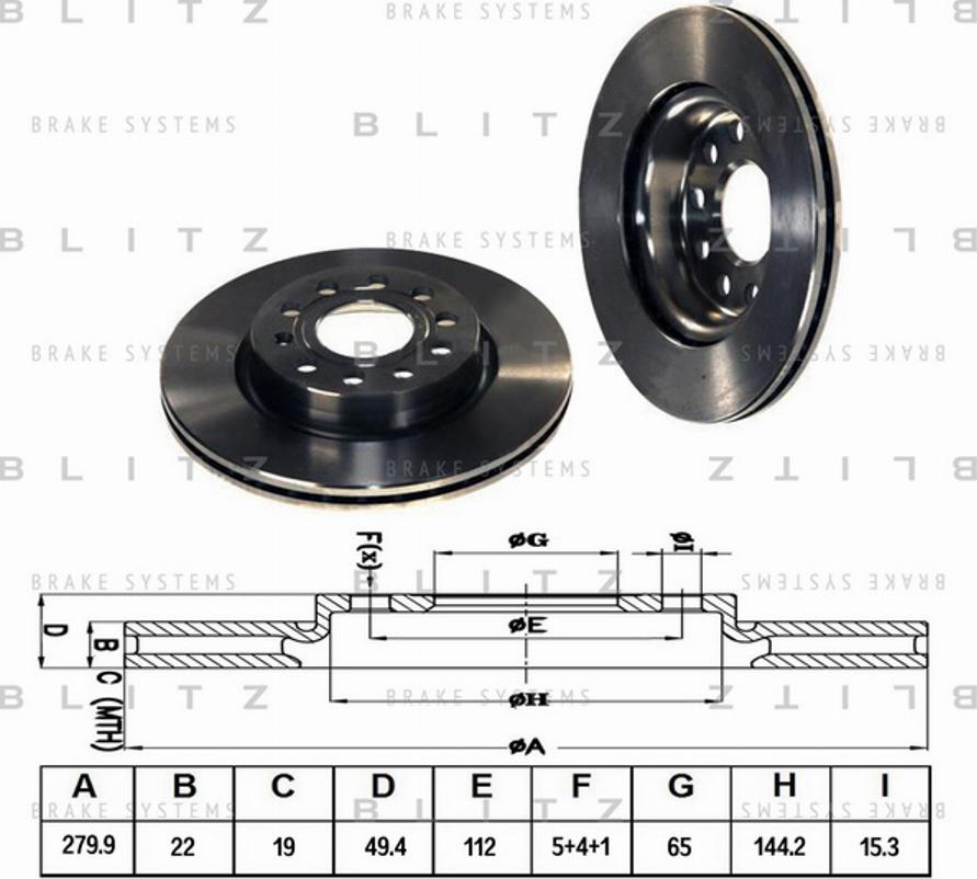 Blitz BS0185 - Гальмівний диск autocars.com.ua