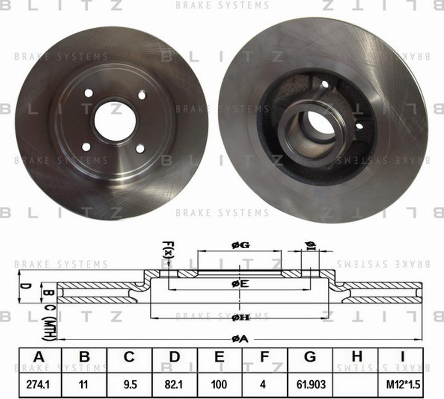 Blitz BS0188 - Гальмівний диск autocars.com.ua