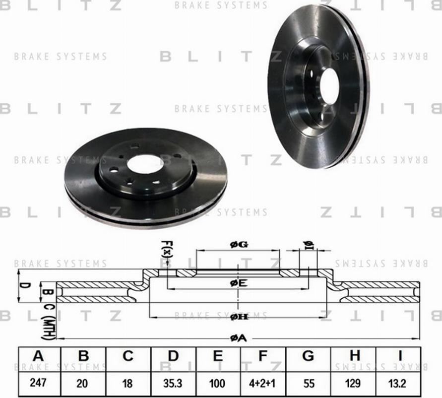 Blitz BS0219 - Гальмівний диск autocars.com.ua