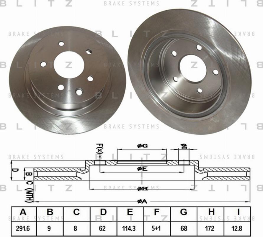 Blitz BS0252 - Гальмівний диск autocars.com.ua