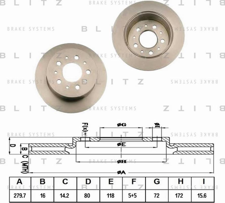 Blitz BS0264 - Гальмівний диск autocars.com.ua