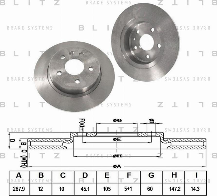 Blitz BS0312 - Гальмівний диск autocars.com.ua