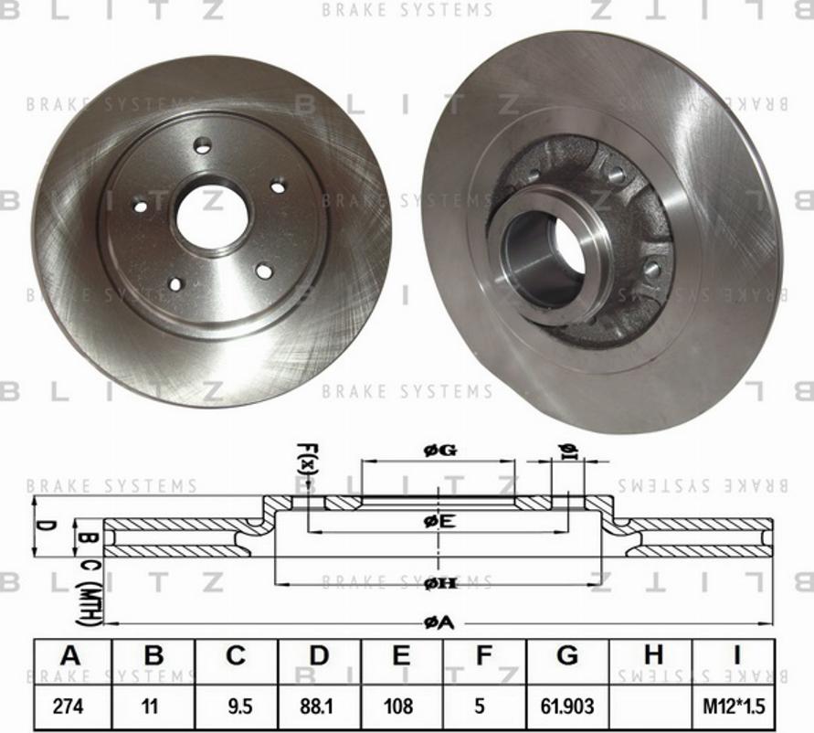 Blitz BS0321 - Гальмівний диск autocars.com.ua