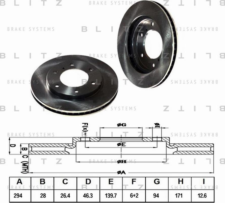 Blitz BS0322 - Гальмівний диск autocars.com.ua