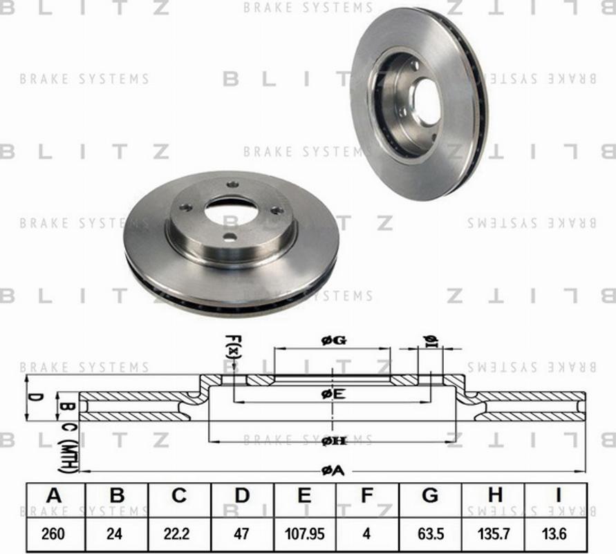 Blitz BS0336 - Гальмівний диск autocars.com.ua