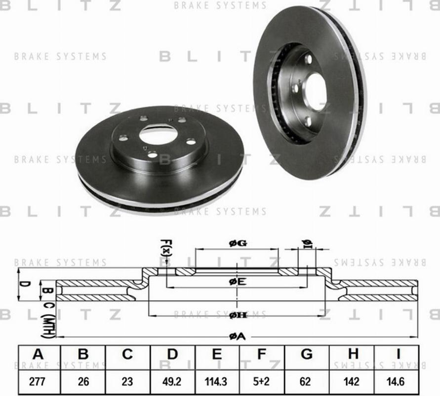 Blitz BS0346 - Гальмівний диск autocars.com.ua