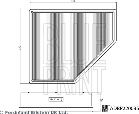 Blue Print ADBP220035 - Повітряний фільтр autocars.com.ua