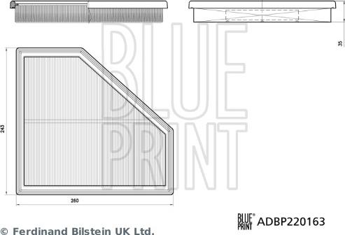 Blue Print ADBP220163 - Повітряний фільтр autocars.com.ua