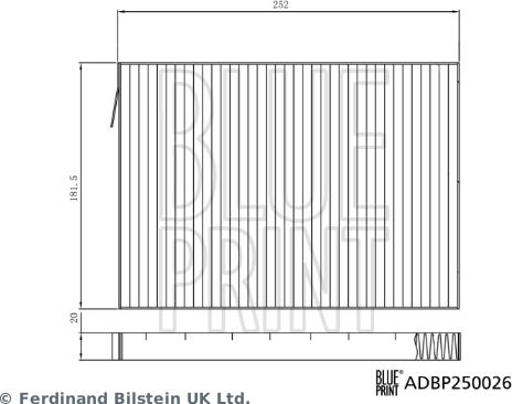 Blue Print ADBP250026 - Фільтр, повітря у внутрішній простір autocars.com.ua