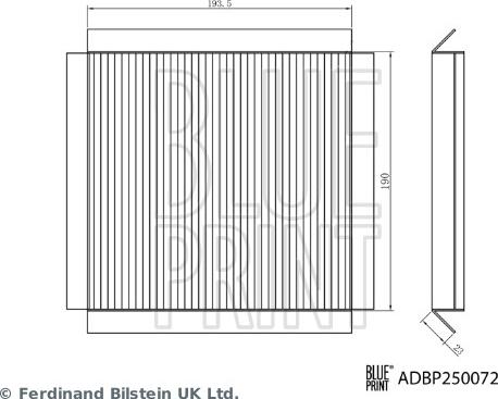 Blue Print ADBP250072 - Фільтр, повітря у внутрішній простір autocars.com.ua