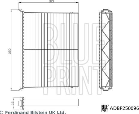 Blue Print ADBP250096 - Фільтр, повітря у внутрішній простір autocars.com.ua