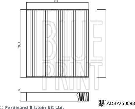 Blue Print ADBP250098 - Фільтр, повітря у внутрішній простір autocars.com.ua